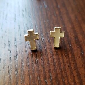 Gold Cross Stud Earrings